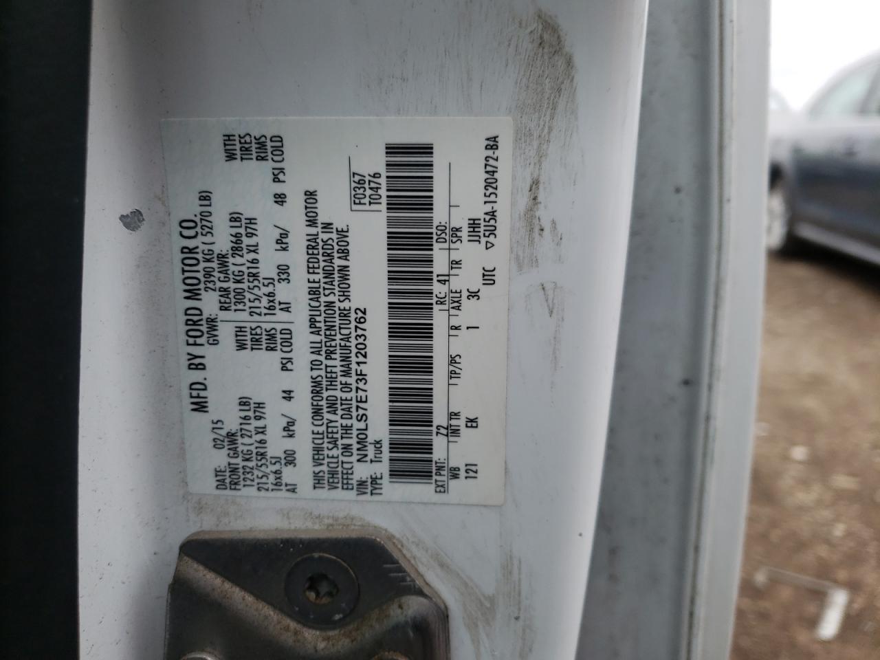 Photo 10 from auction – 2015 FORD TRANSIT CO with VIN NM0LS7E73F1203762