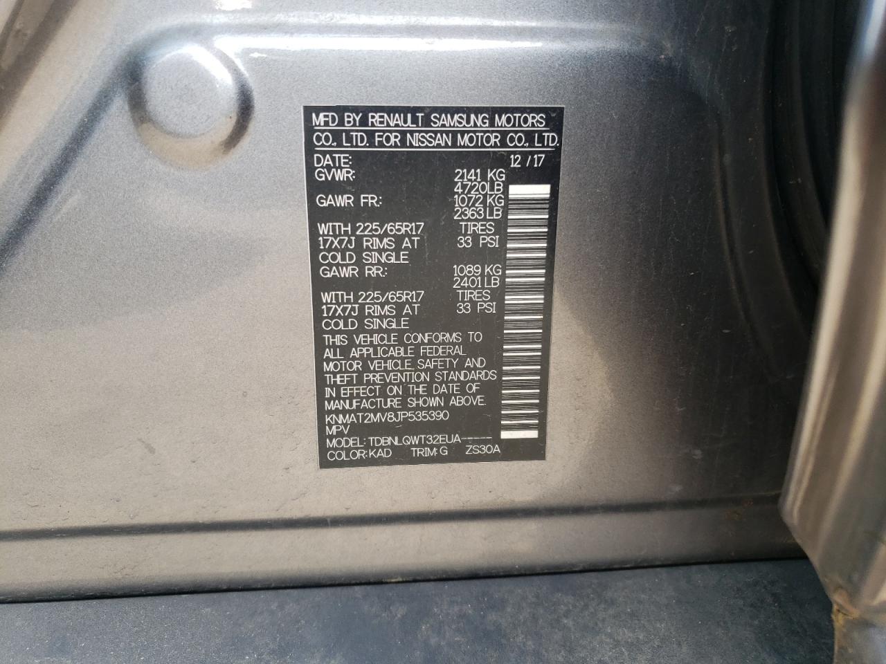 Photo 10 from auction – 2018 NISSAN ROGUE S with VIN KNMAT2MV8JP535390