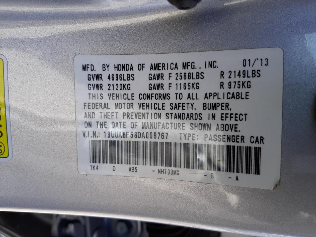 Photo 10 from auction – 2013 ACURA TL TECH with VIN 19UUA8F58DA008767