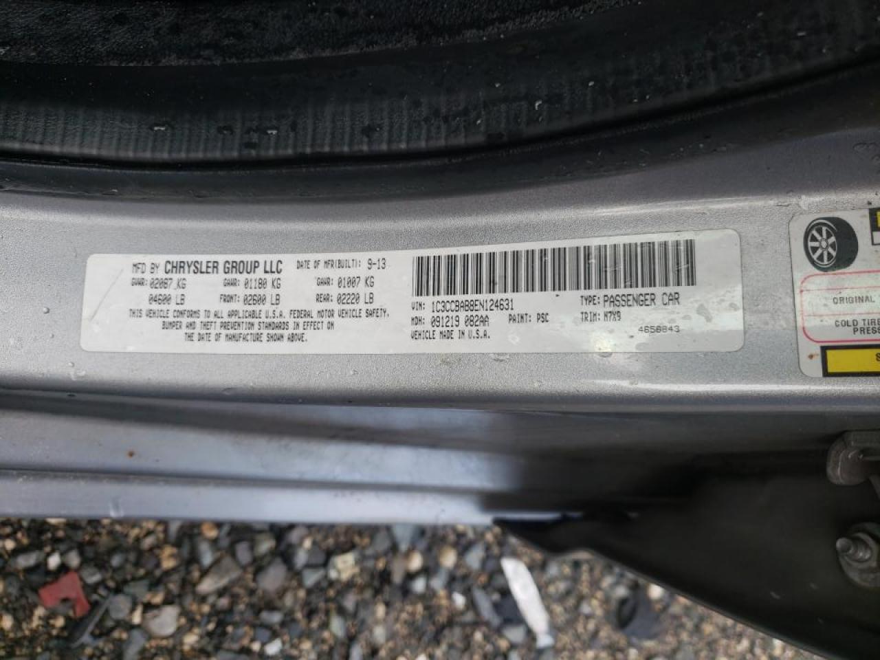 Photo 10 from auction – 2014 CHRYSLER 200 LX with VIN 1C3CCBAB8EN124631