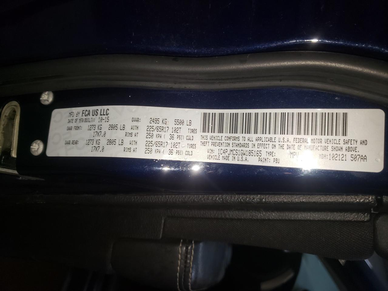 Photo 10 from auction – 2016 JEEP CHEROKEE L with VIN 1C4PJMCS1GW185165