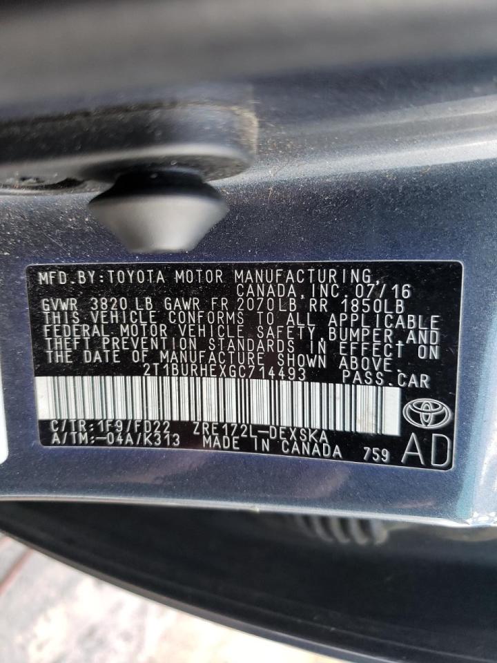 Photo 10 from auction – 2016 TOYOTA COROLLA L with VIN 2T1BURHEXGC714493