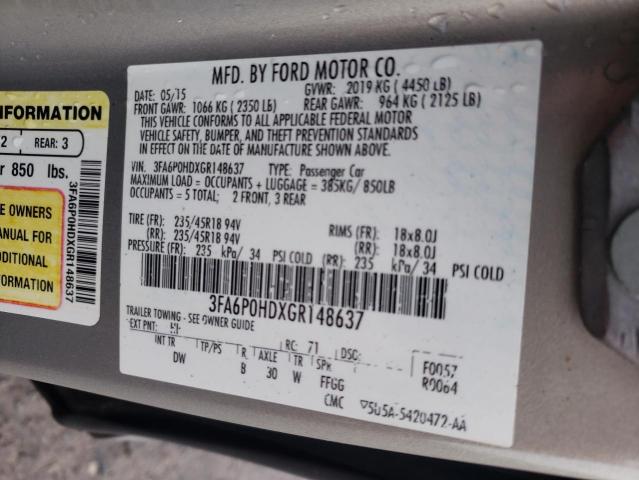 Photo 10 from auction – 2016 FORD FUSION SE with VIN 3FA6P0HDXGR148637