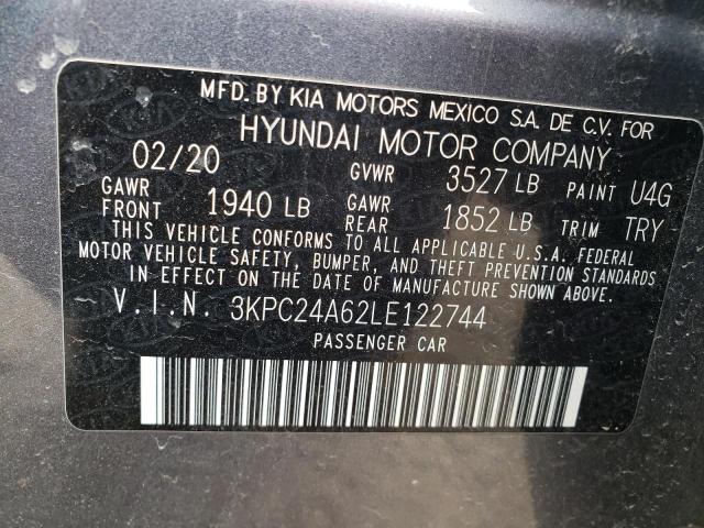 Photo 10 from auction – 2020 HYUNDAI ACCENT SE with VIN 3KPC24A62LE122744