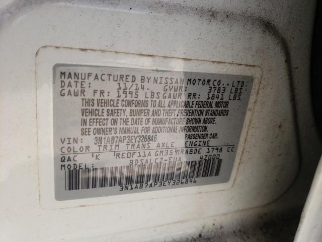 Photo 10 from auction – 2014 NISSAN SENTRA S with VIN 3N1AB7AP3EY326846