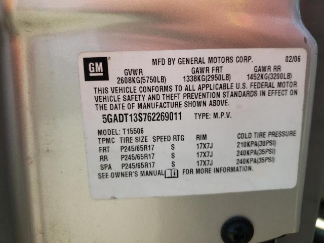 Photo 10 from auction – 2006 BUICK RAINIER CX with VIN 5GADT13S762269011