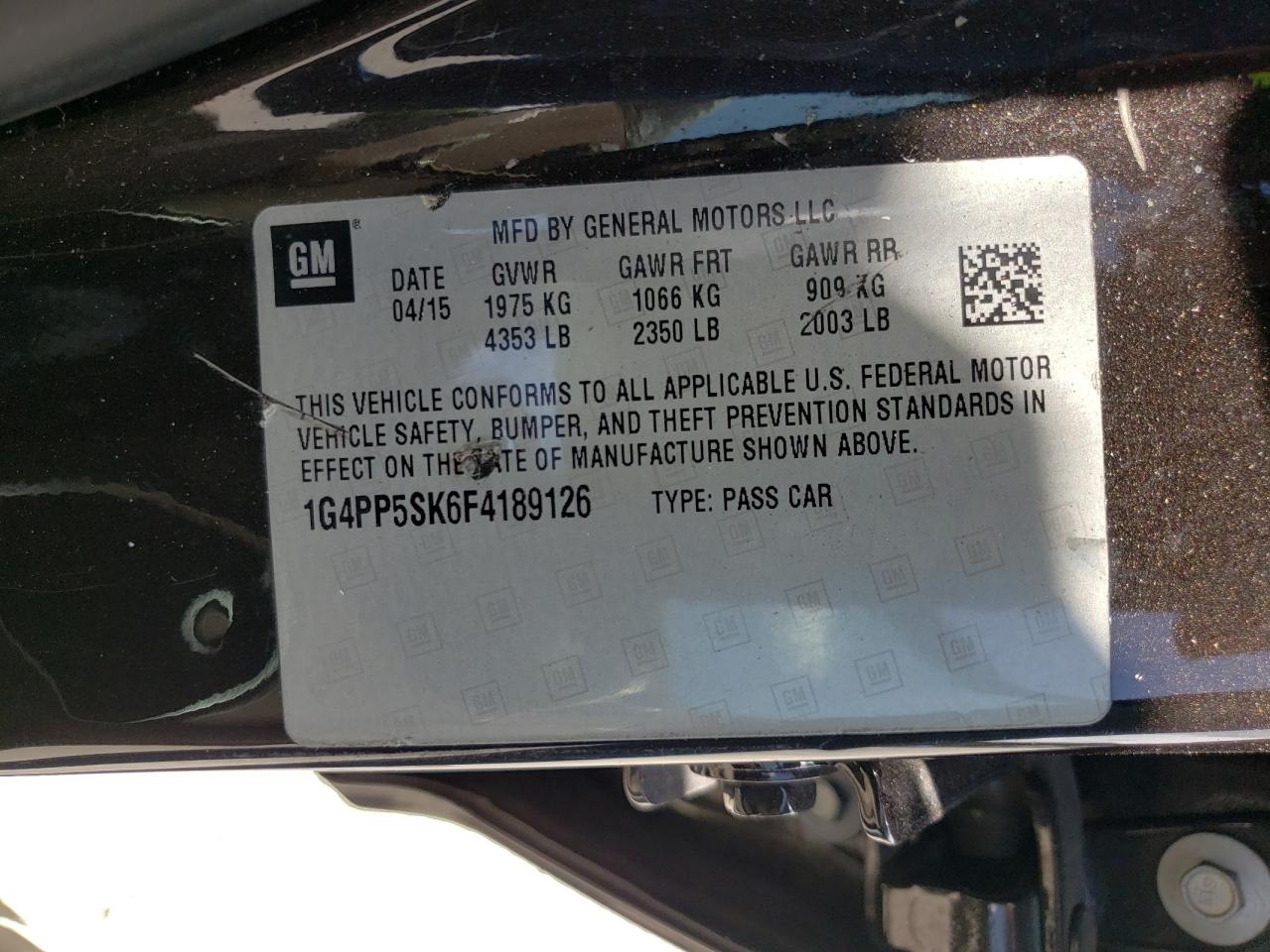 Photo 10 from auction – 2015 BUICK VERANO with VIN 1G4PP5SK6F4189126
