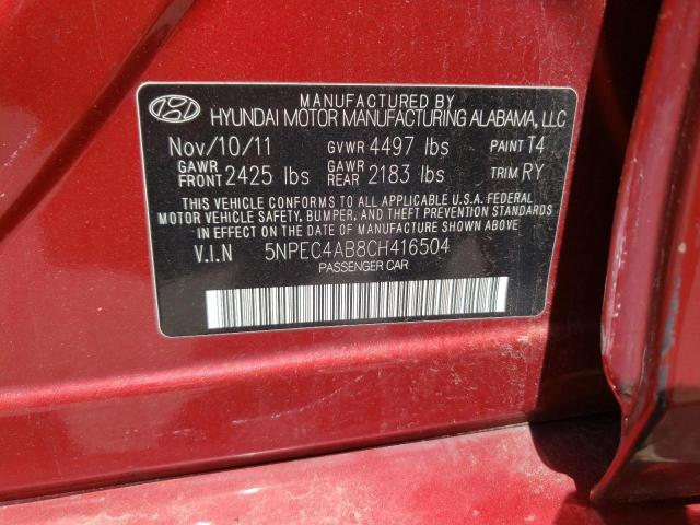 Photo 10 from auction – 2012 HYUNDAI SONATA SE with VIN 5NPEC4AB8CH416504