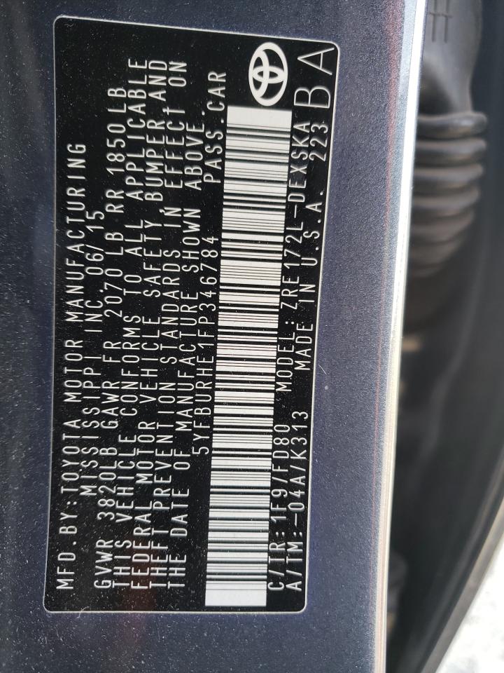 Photo 10 from auction – 2015 TOYOTA COROLLA L with VIN 5YFBURHE1FP346784