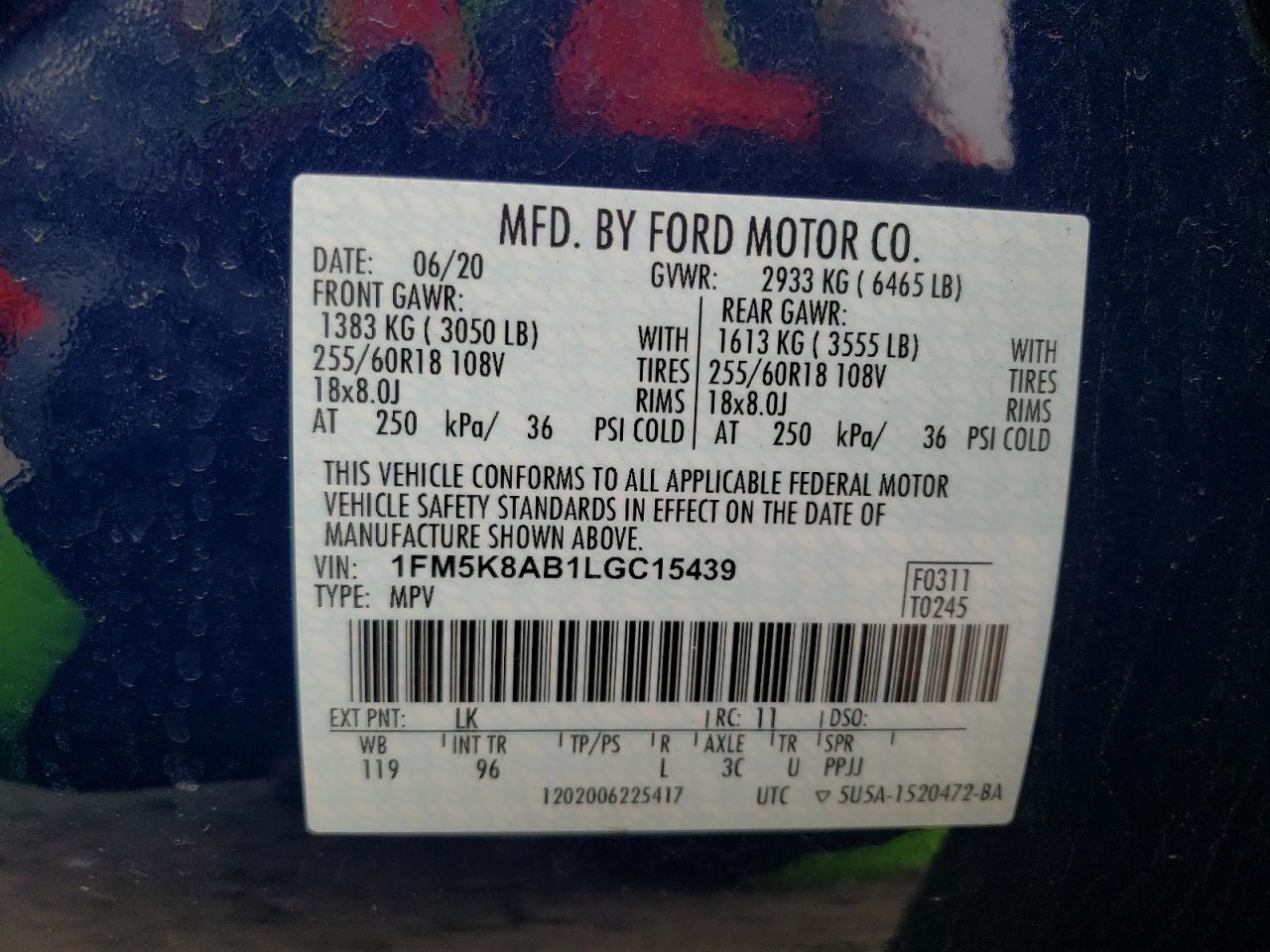 Photo 10 from auction – 2020 FORD EXPLORER P with VIN 1FM5K8AB1LGC15439