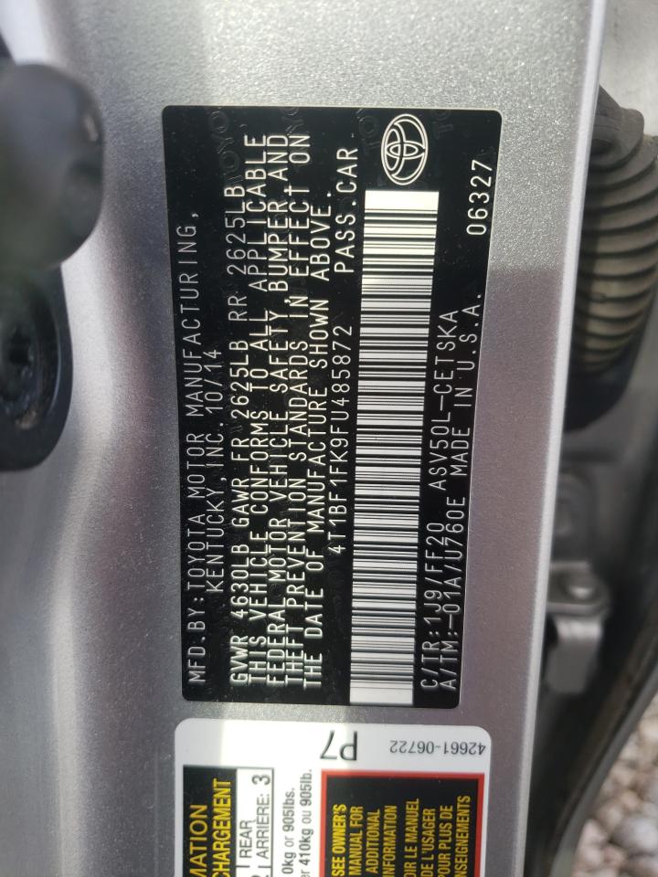 Photo 10 from auction – 2015 TOYOTA CAMRY LE with VIN 4T1BF1FK9FU485872