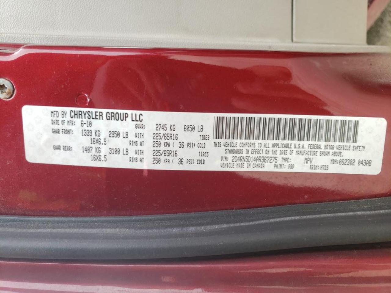 Photo 10 from auction – 2010 DODGE GRAND CARA with VIN 2D4RN5D14AR367275