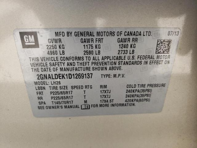Photo 10 from auction – 2013 CHEVROLET EQUINOX LT with VIN 2GNALDEK1D1269137