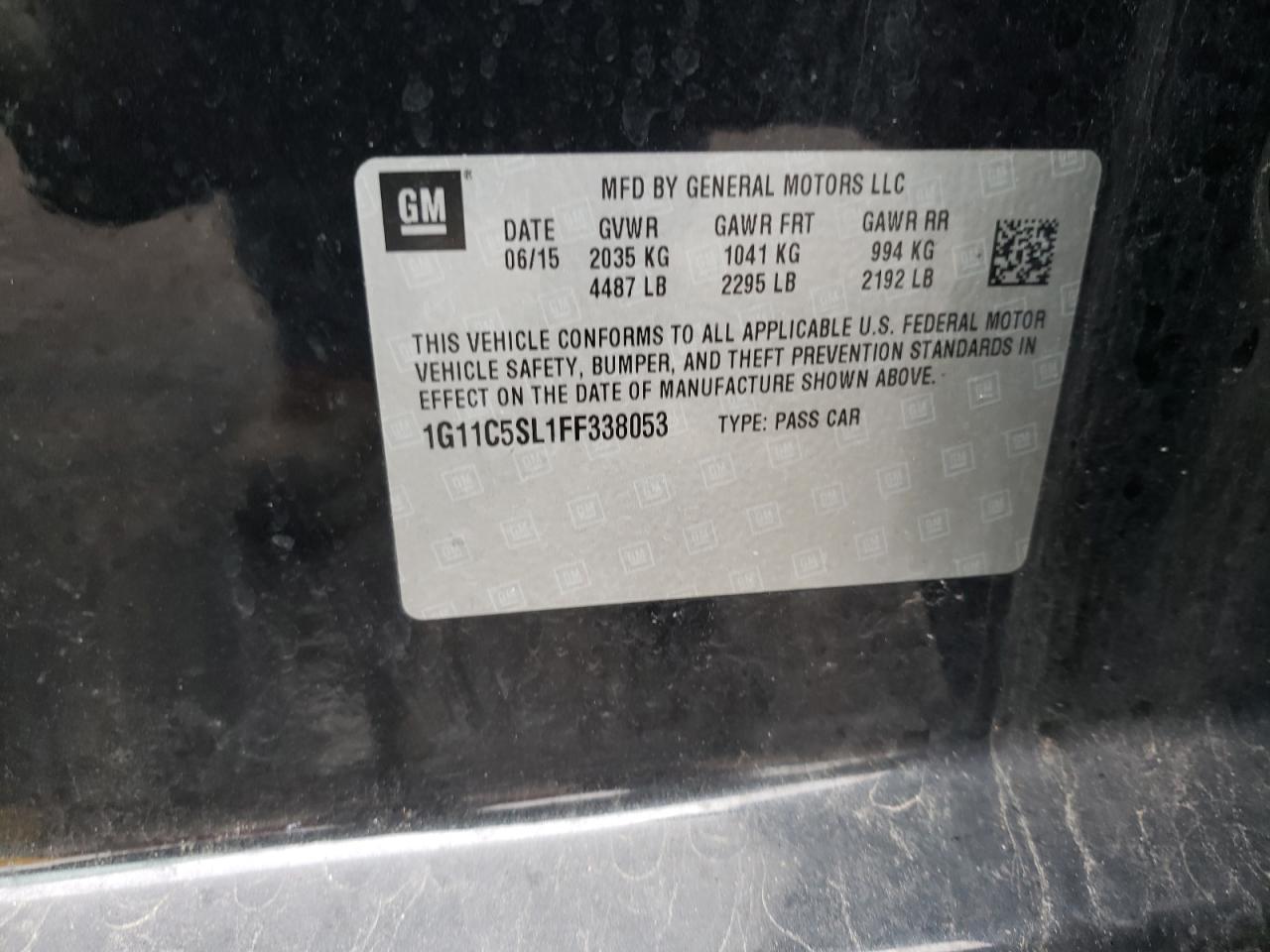 Photo 11 from auction – 2015 CHEVROLET MALIBU 1LT with VIN 1G11C5SL1FF338053