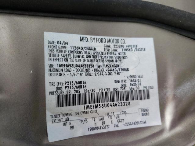 Photo 10 from auction – 2004 MERCURY SABLE with VIN 1MEFM58U04A623328