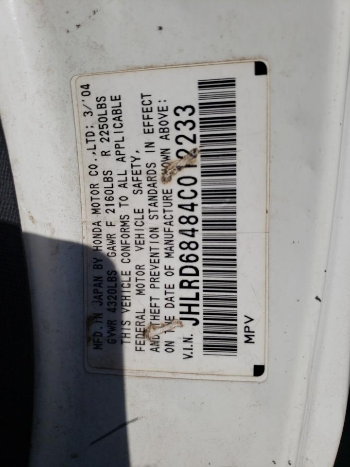 Photo 10 from auction – 2004 HONDA CR-V LX with VIN JHLRD68484C012233