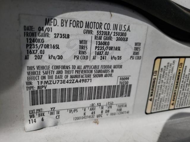 Photo 10 from auction – 2002 FORD EXPLORER X with VIN 1FMZU73E42ZA49871