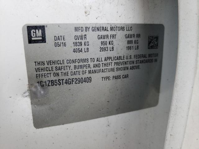 Photo 10 from auction – 2016 CHEVROLET MALIBU LS with VIN 1G1ZB5ST4GF290409