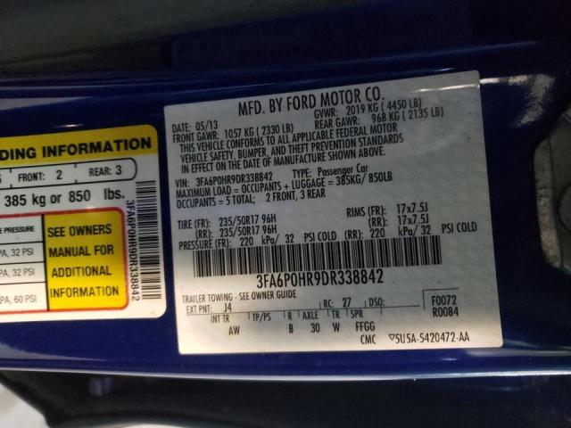 Photo 10 from auction – 2013 FORD FUSION SE with VIN 3FA6P0HR9DR338842