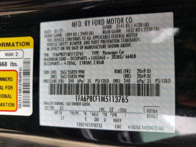 Photo 10 from auction – 2021 FORD MUSTANG GT with VIN 1FA6P8CF1M5113765