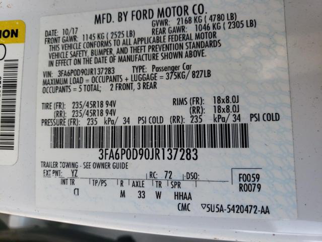 Photo 10 from auction – 2018 FORD FUSION TIT with VIN 3FA6P0D90JR137283