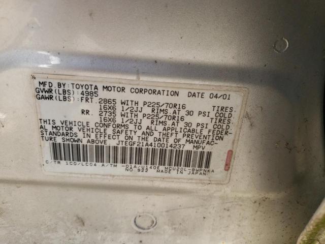 Photo 10 from auction – 2001 TOYOTA HIGHLANDER with VIN JTEGF21A410014237