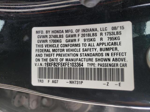 Photo 10 from auction – 2015 HONDA CIVIC LX with VIN 19XFB2F5XFE103364