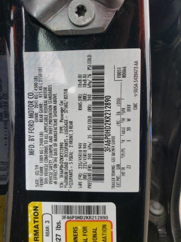 Photo 10 from auction – 2019 FORD FUSION SE with VIN 3FA6P0HD2KR212890
