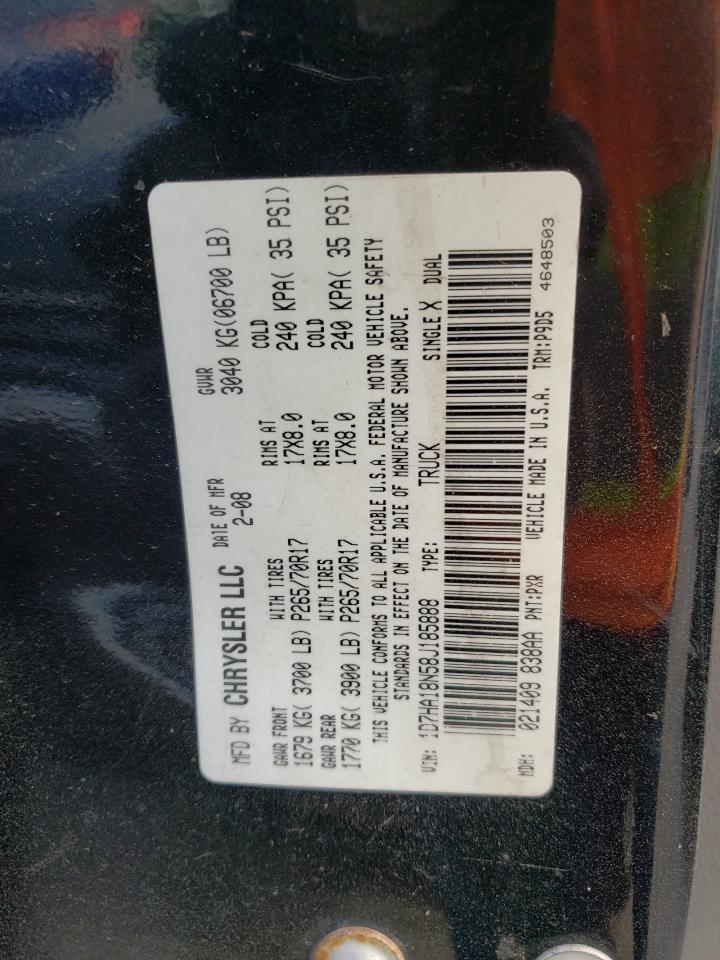 Photo 10 from auction – 2008 DODGE RAM 1500 S with VIN 1D7HA18N58J185888