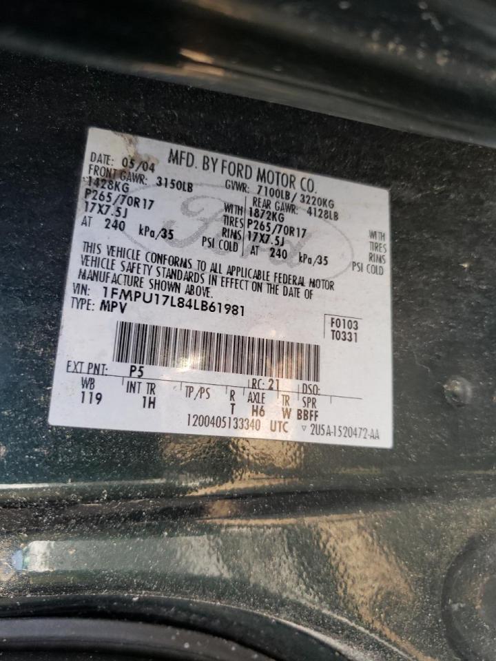 Photo 10 from auction – 2004 FORD EXPEDITION with VIN 1FMPU17L84LB61981