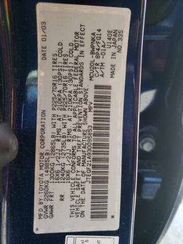 TOYOTA HIGHLANDER 2003 with VIN JTEGF21A930095853 - Photo from auction