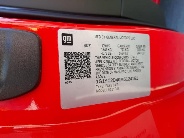 Photo 10 from auction – 2021 CHEVROLET CORVETTE S with VIN 1G1YC2D40M5124161