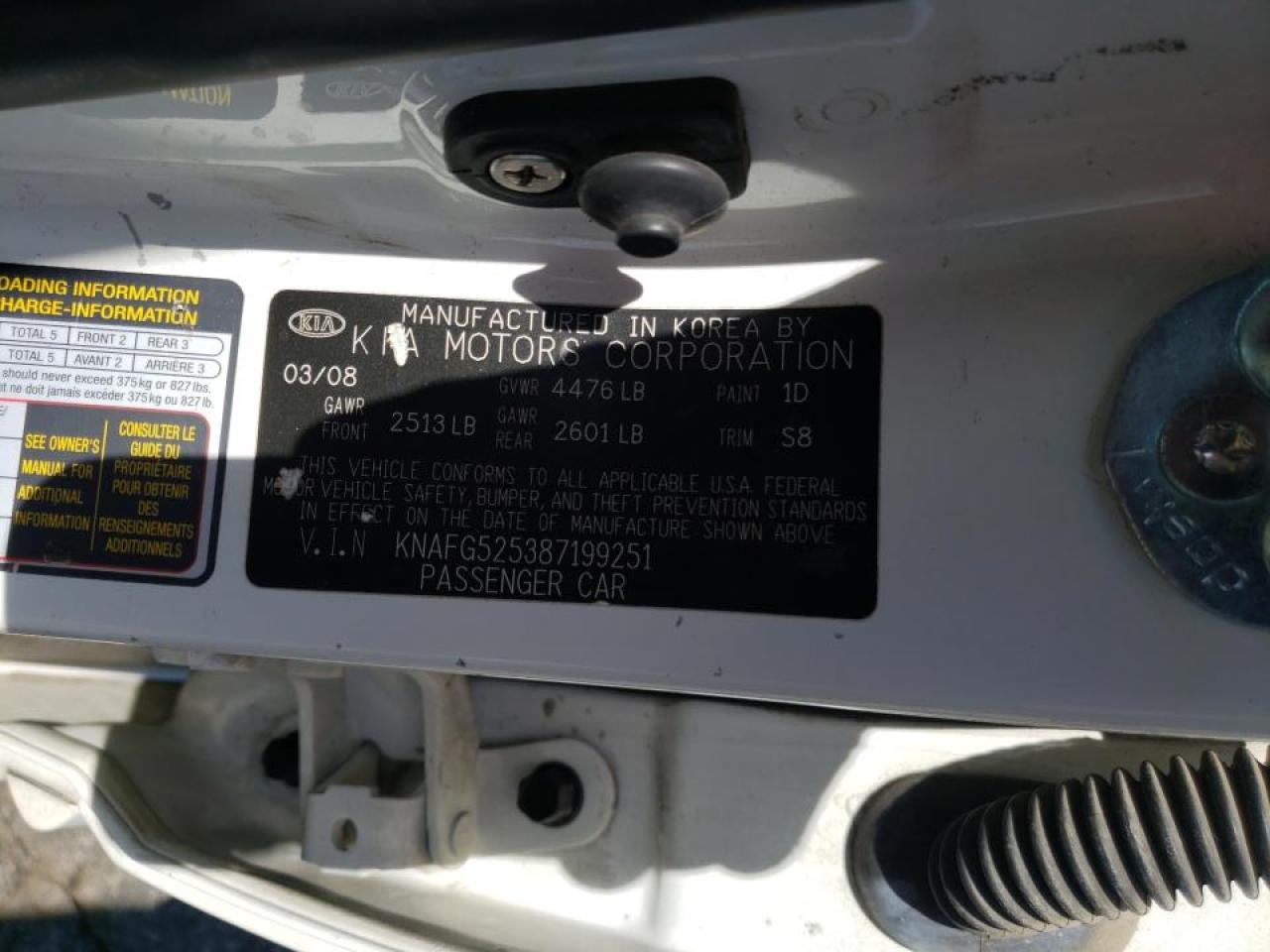 Photo 10 from auction – 2008 KIA RONDO BASE with VIN KNAFG525387199251