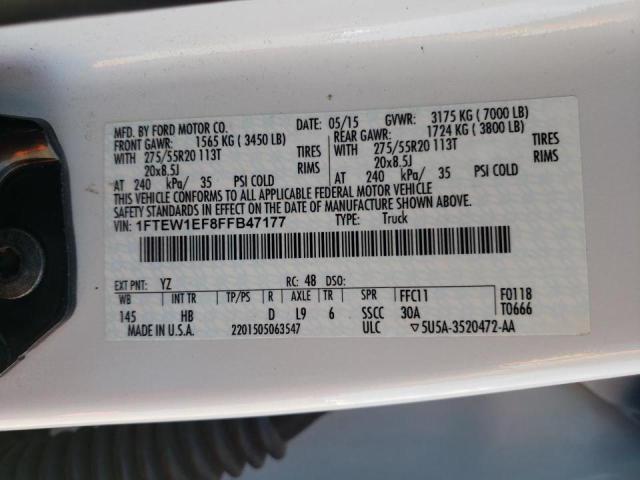 Photo 10 from auction – 2015 FORD F150 SUPER with VIN 1FTEW1EF8FFB47177