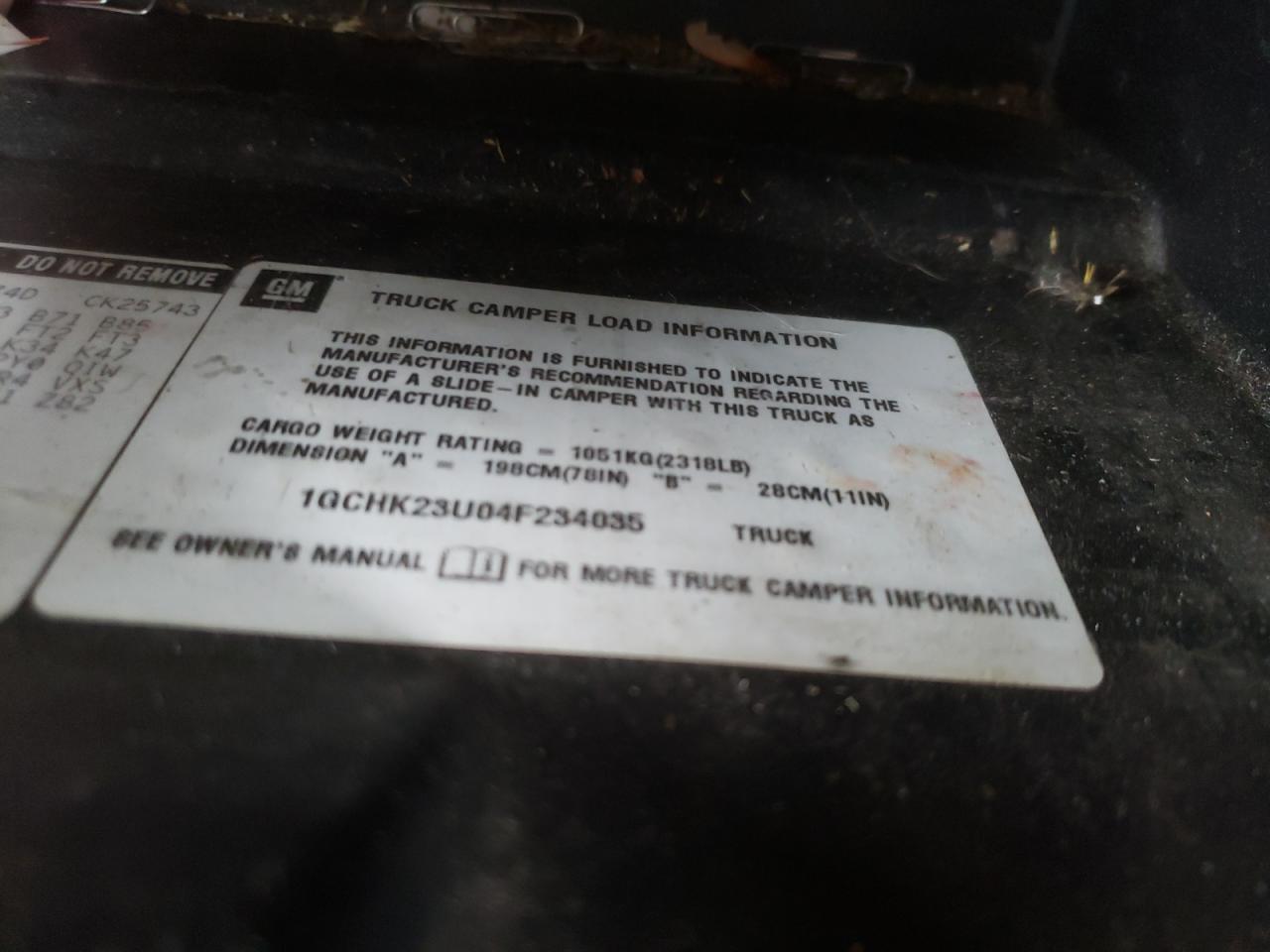 Photo 10 from auction – 2004 CHEVROLET SILVERADO with VIN 1GCHK23U04F234035
