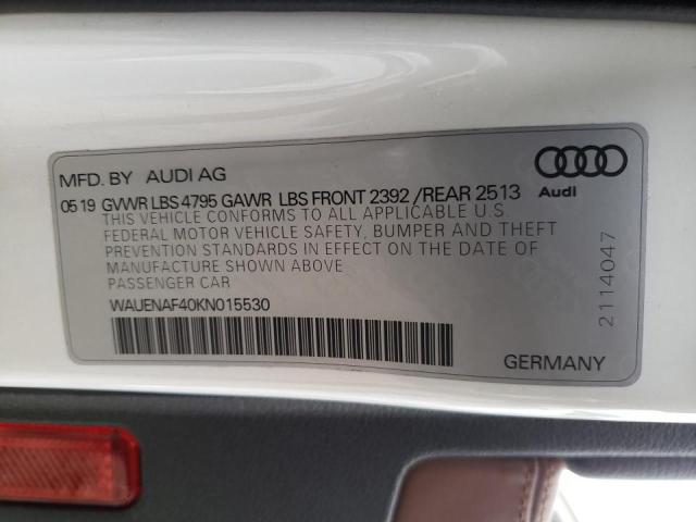 Photo 10 from auction – 2019 AUDI A4 PREMIUM with VIN WAUENAF40KN015530
