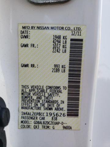 Photo 10 from auction – 2012 NISSAN ALTIMA S with VIN 1N4AL2EP8CC195626