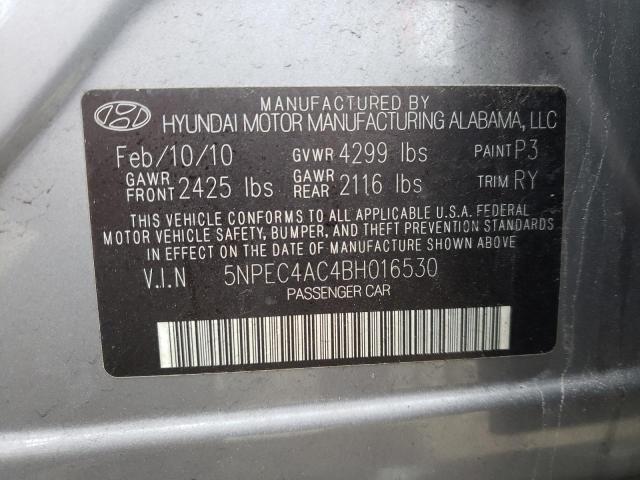 HYUNDAI SONATA SE 2011 with VIN 5NPEC4AC4BH016530 - Photo from auction