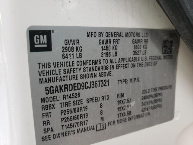 Photo 10 from auction – 2012 BUICK ENCLAVE with VIN 5GAKRDED9CJ367321