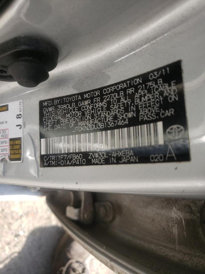 Photo 10 from auction – 2011 TOYOTA PRIUS with VIN JTDKN3DU3B1367464
