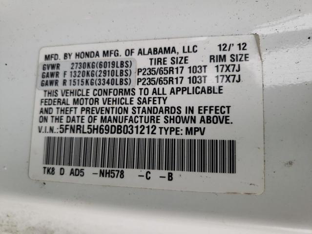Photo 10 from auction – 2013 HONDA ODYSSEY EX with VIN 5FNRL5H69DB031212