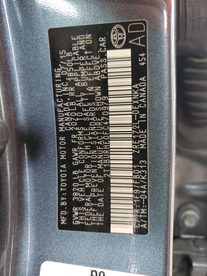 Photo 10 from auction – 2015 TOYOTA COROLLA L with VIN 2T1BURHE0FC470979