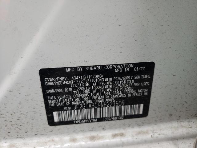 Photo 10 from auction – 2022 SUBARU CROSSTREK with VIN JF2GTABC9NH223506
