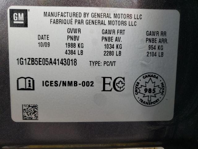 CHEVROLET MALIBU LS 2010 with VIN 1G1ZB5E05A4143018 - Photo from auction