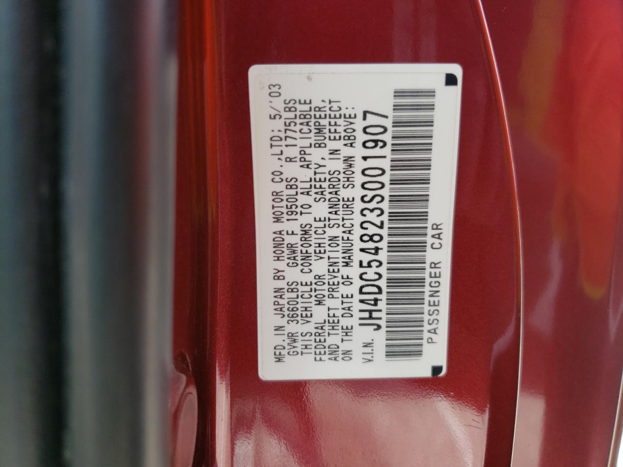 Zdjęcie 10 z aukcji – 2003 ACURA RSX z VIN JH4DC54823S001907
