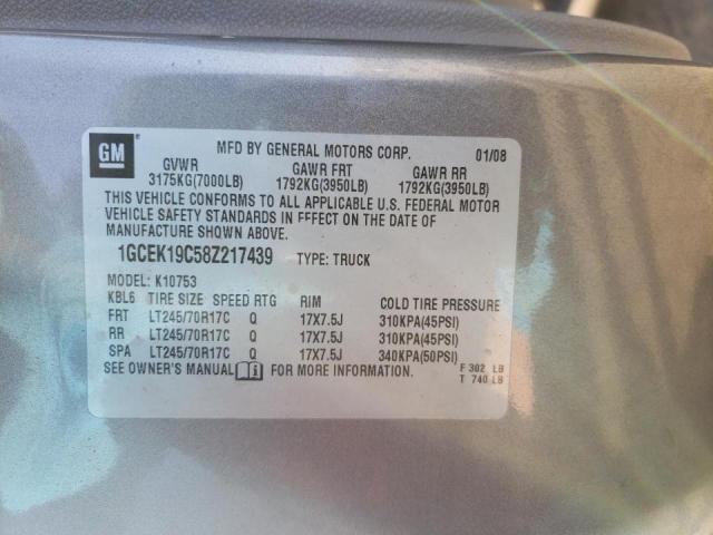 Photo 10 from auction – 2008 CHEVROLET SILVERADO with VIN 1GCEK19C58Z217439