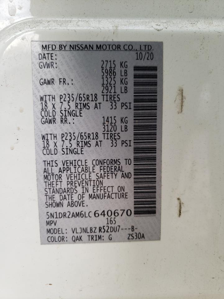 Photo 10 from auction – 2020 NISSAN PATHFINDER with VIN 5N1DR2AM6LC640670