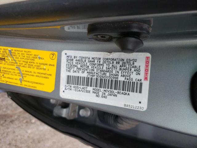 Photo 10 from auction – 2002 LEXUS ES 300 with VIN JTHBF30G920050998
