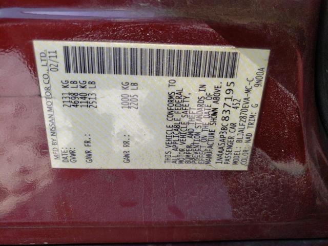 Photo 10 from auction – 2011 NISSAN MAXIMA S with VIN 1N4AA5AP3BC837195