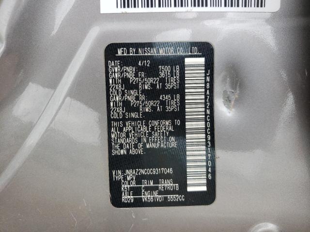 Photo 10 from auction – 2012 INFINITI QX56 with VIN JN8AZ2NC0C9317046